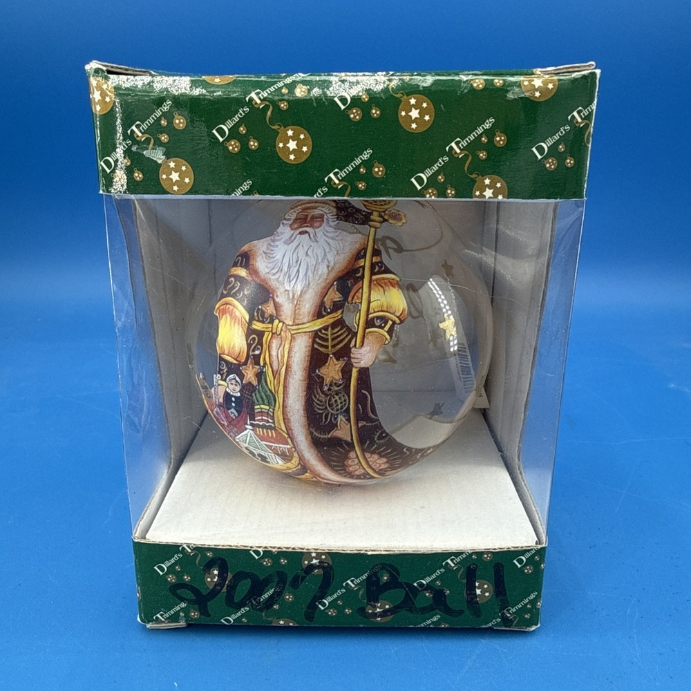 Dillard's Trimmings Old World Santa Claus Glass Ornament Hand Painted 2007